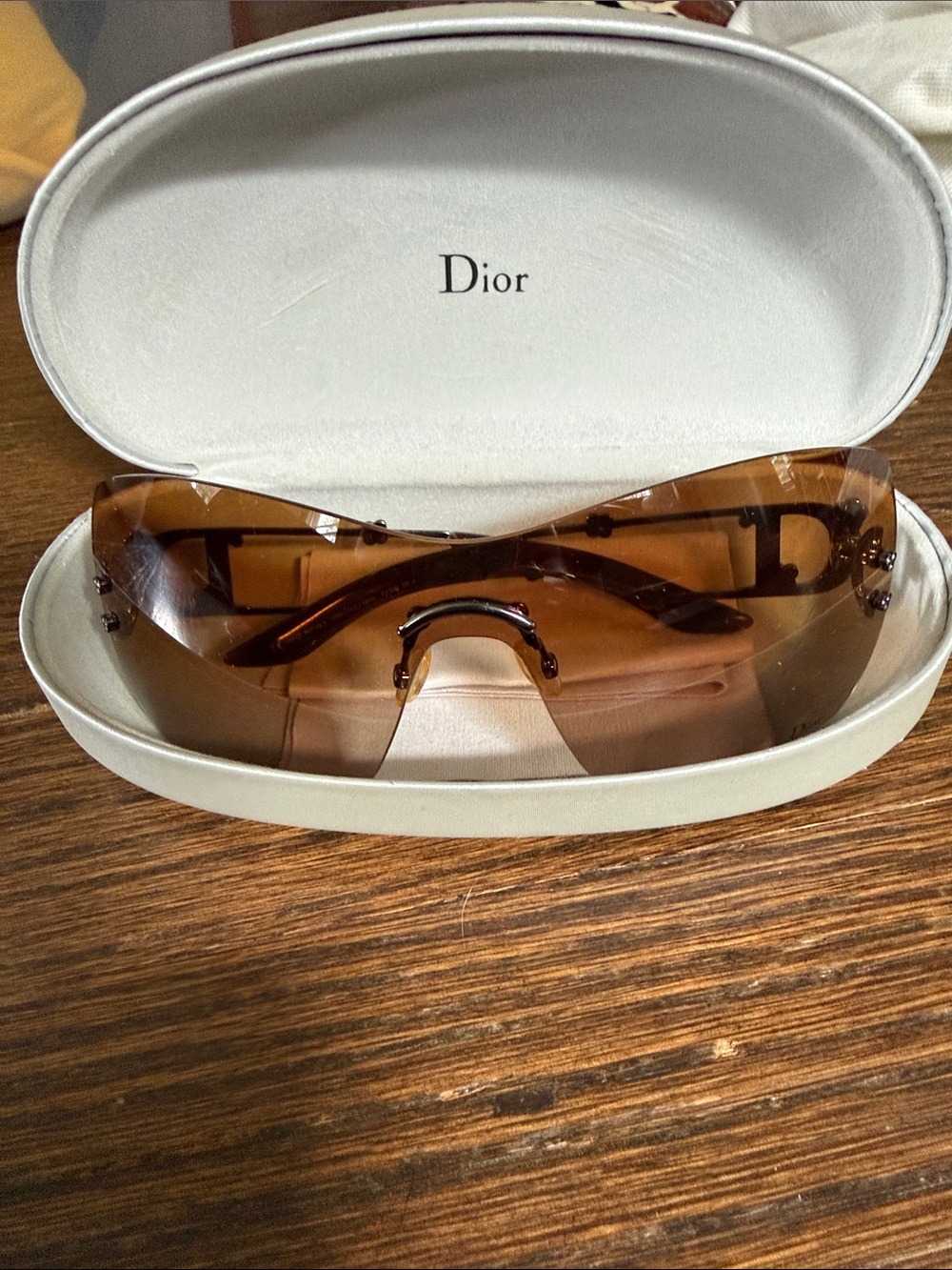 Dior Men’s Brown Rimless Shield Sunglasses